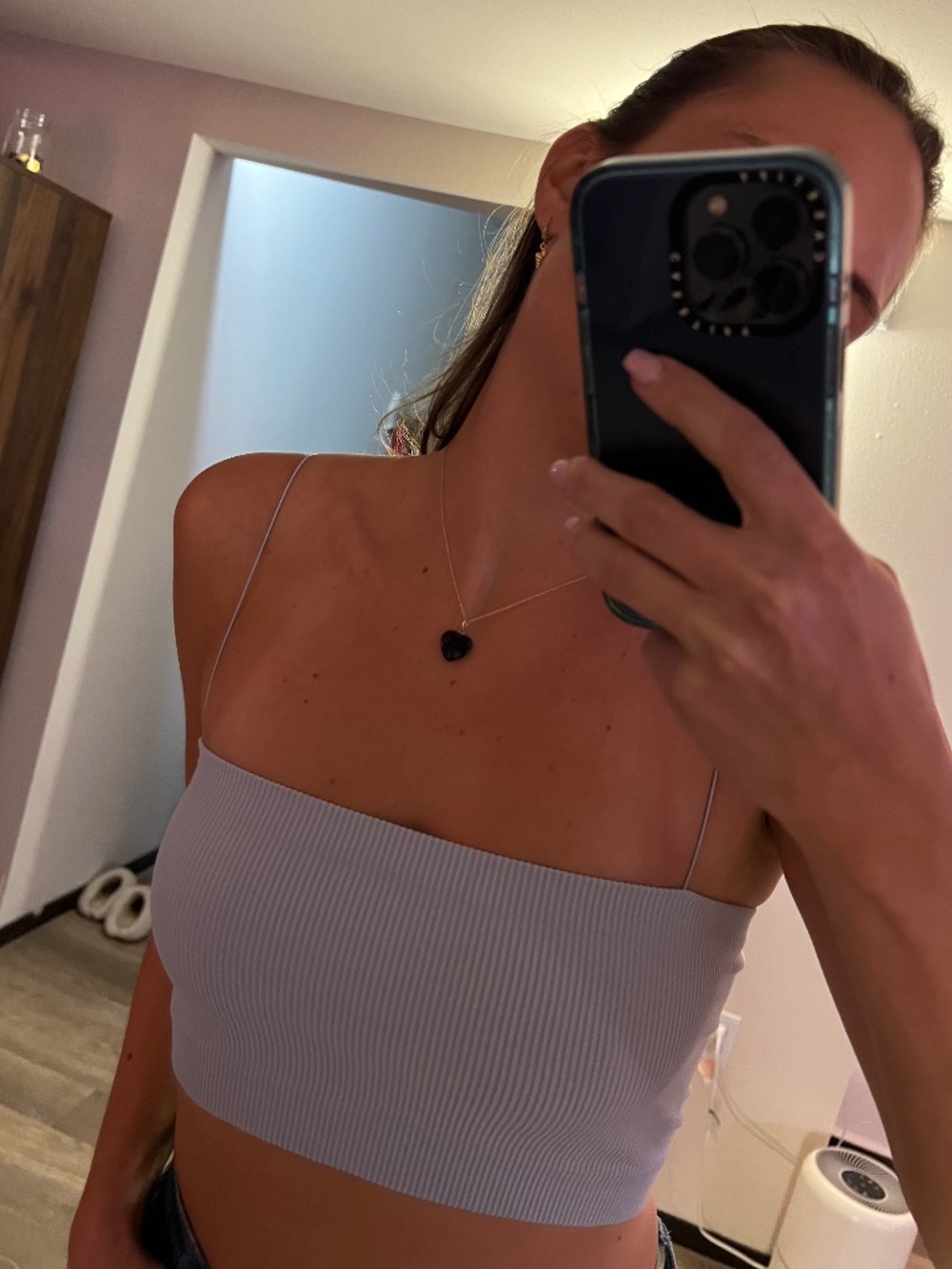 Barely There light blue crop top, size M